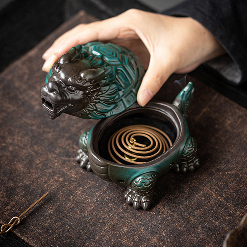 Dragon Turtle Ceramic Incense Coil Burner Tea Table Decoration Incense Ornaments - Image 3