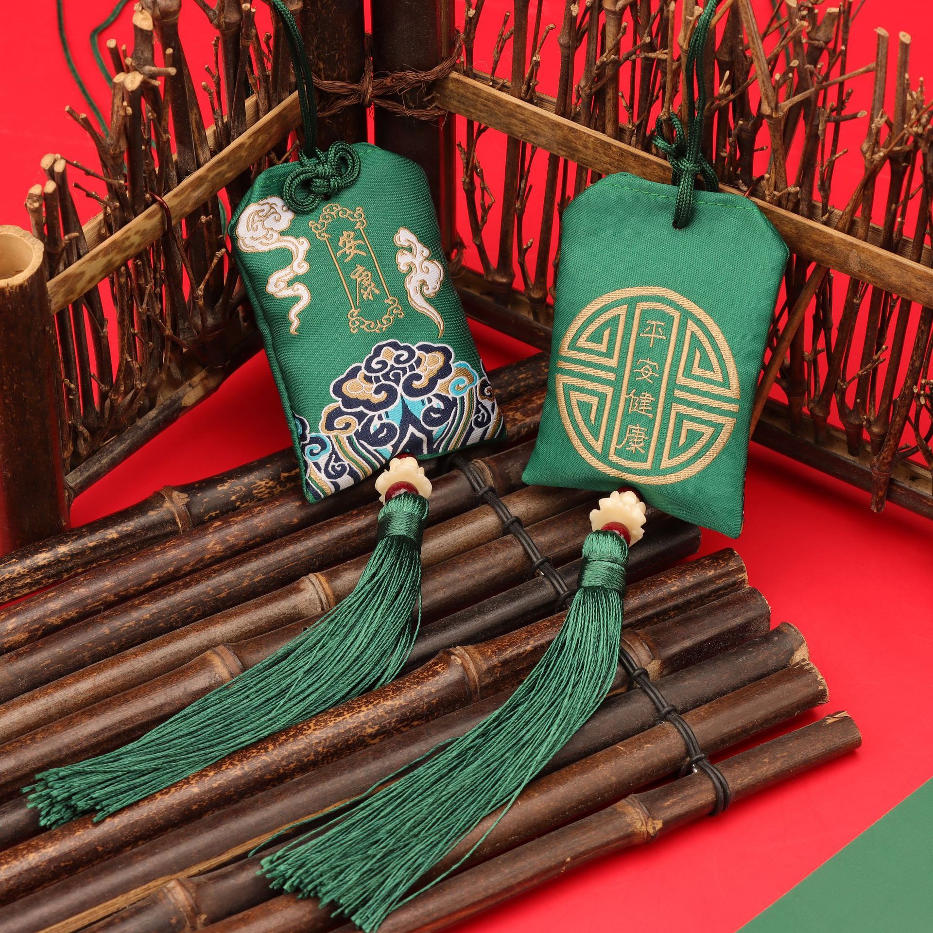 Embroidered Chinese Style Symbol Blessing Sachet Pendant - Image 2