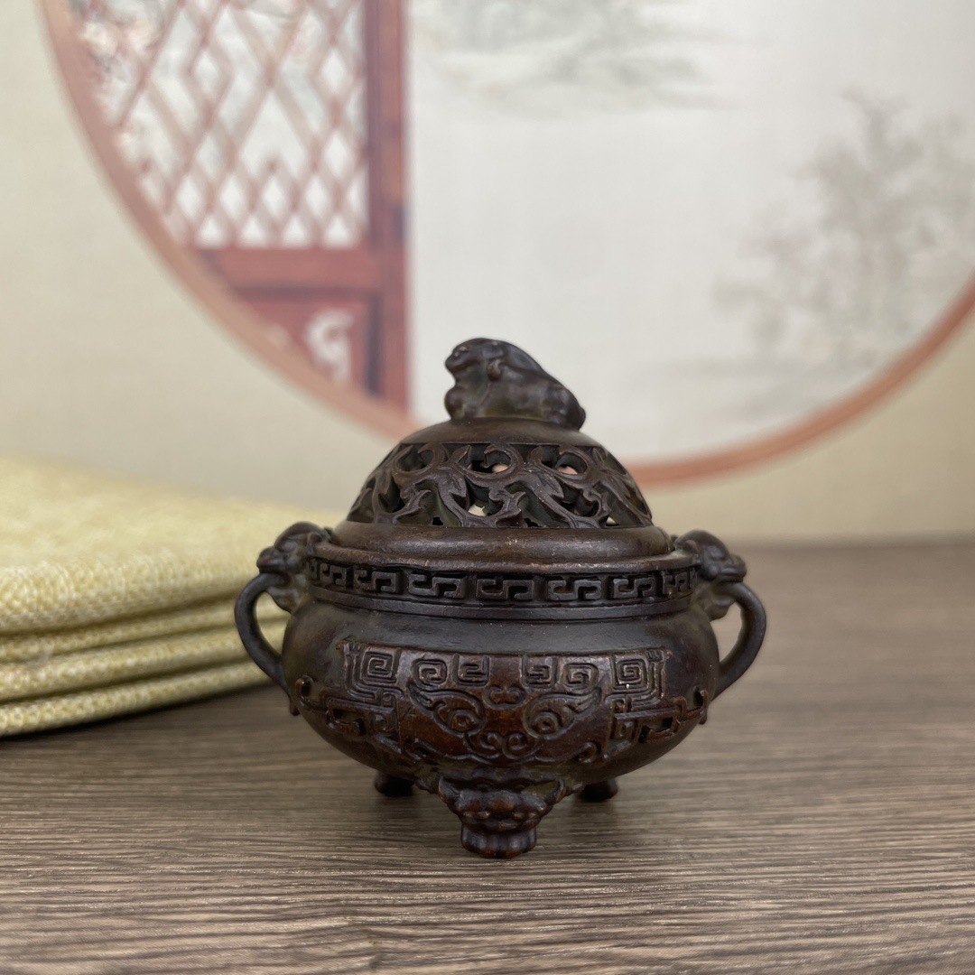 Vintage Brass Incense Burner Desktop Ornament Sandalwood Censer - Image 4