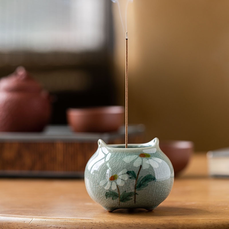 Creative Ice Crack Hand Painted Small Incense Burner Home Indoor Incense Ceremony Decoration - Image 3