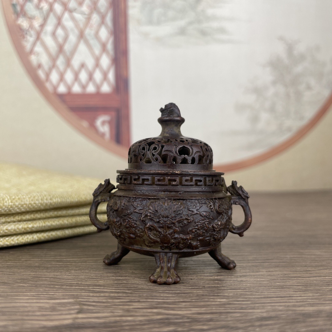 Vintage Brass Incense Burner Desktop Ornament Sandalwood Censer