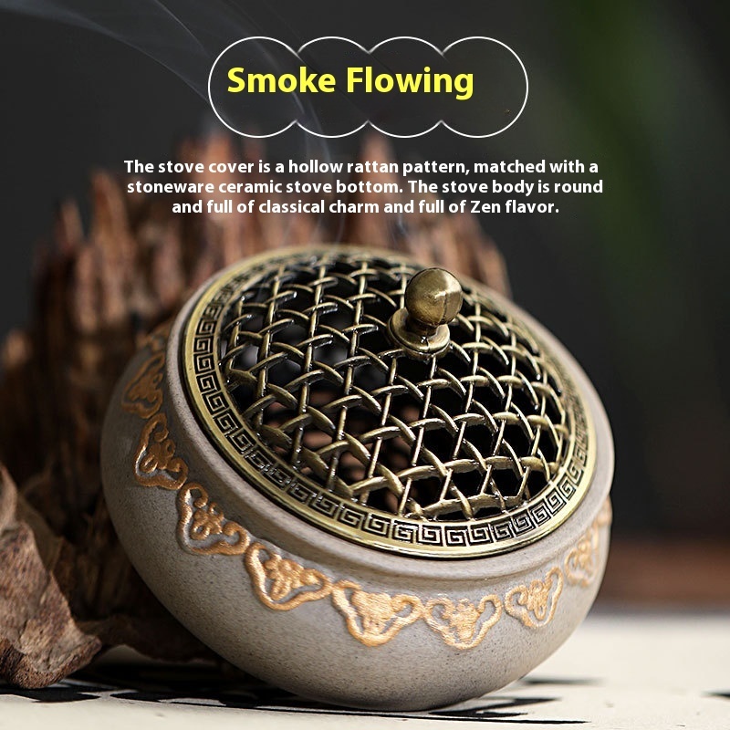 Xiangyun Frosted Ceramic Tripod Incense Burner - Image 2