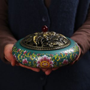 Indoor Simple Enamel Ceramic Lotus Incense Burner