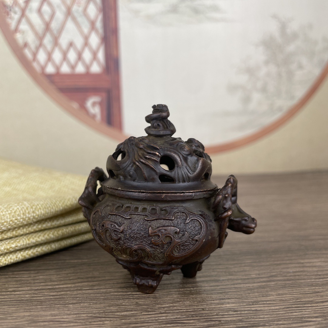 Vintage Brass Incense Burner Desktop Ornament Sandalwood Censer - Image 9