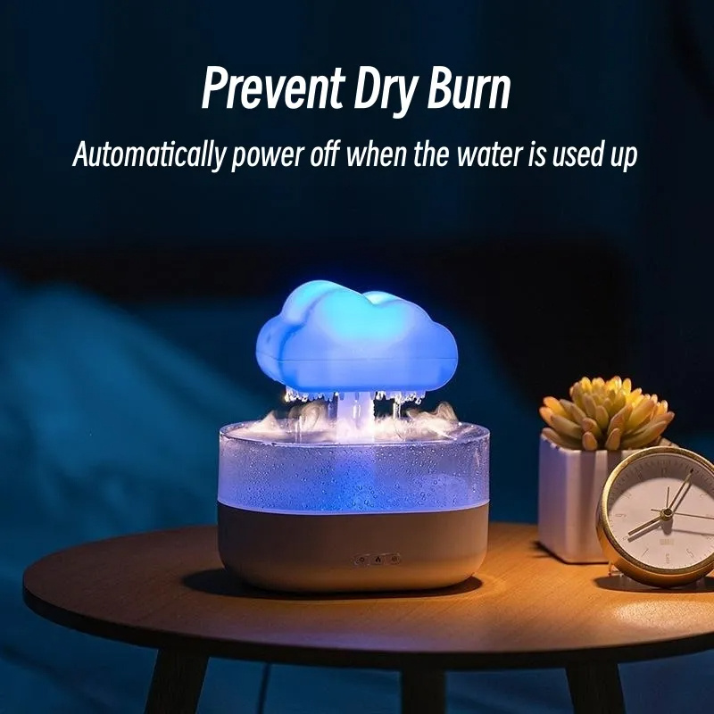 Rain Cloud Night Light Humidifier With Raining Water Drop Sound And 7 Color Led Light Essential Oil Diffuser Aromatherapy - Image 3