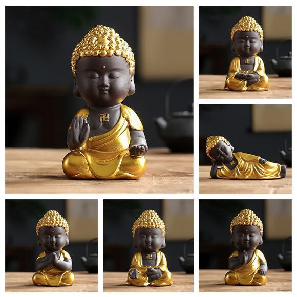 New Zisha Small Tathagata Buddha Statue Zen Car Ornament - Image 7