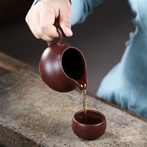 Purple Cinnabar Sand Carved Pitcher