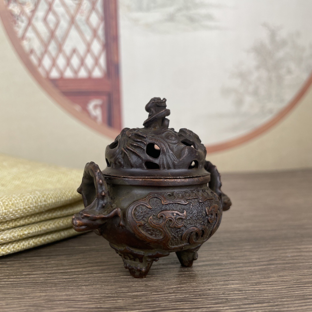 Vintage Brass Incense Burner Desktop Ornament Sandalwood Censer - Image 6