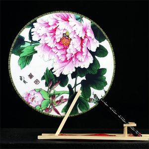 Round Classical Double Sided Womens Circular Dance For Court Attire Hanfu Fan, Advertising Fan