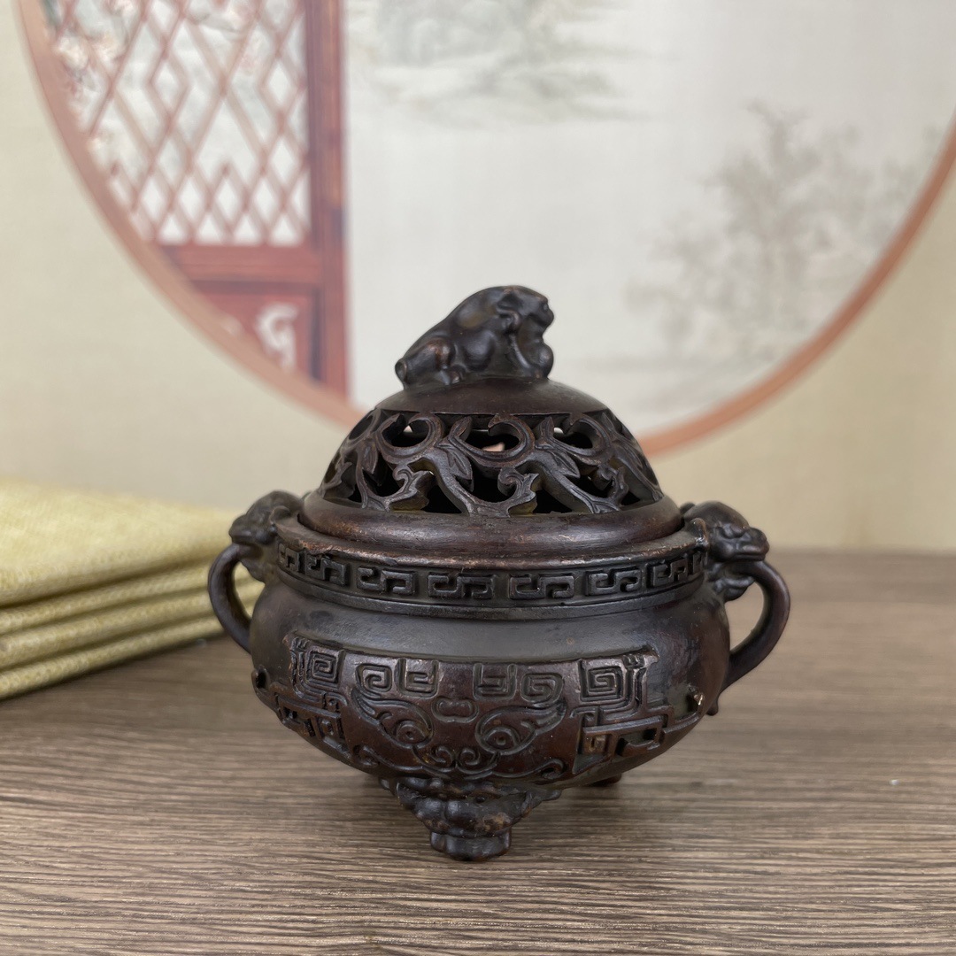 Vintage Brass Incense Burner Desktop Ornament Sandalwood Censer - Image 3