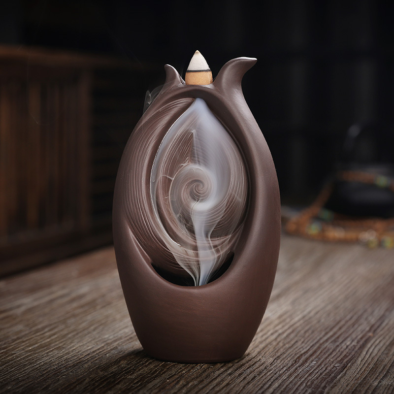 F Ceramic Waterfall Incense Burner Buddha Hand Censer Holder Indoor Smoke Backflow Incense Fountain Buddhist Altar Table Decor - Image 7