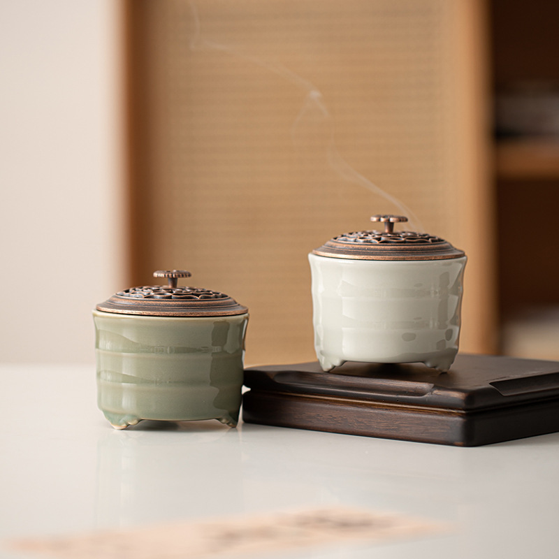 Yue Kiln Celadon Ganoderma Incense Burner Small Ceramic