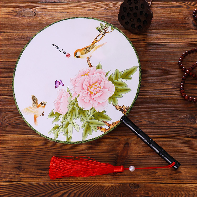 Round Classical Double Sided Womens Circular Dance For Court Attire Hanfu Fan, Advertising Fan - Image 8