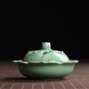 Handmade Lotus Carved Celadon Incense Burner