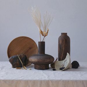 Chinese Style Retro Solid Wood Wood Zen Dried Flower Vase Home Decoration Ornaments