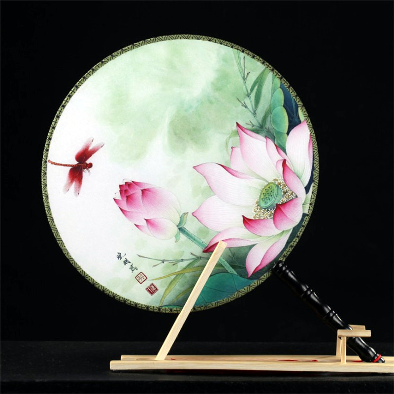 Round Classical Double Sided Womens Circular Dance For Court Attire Hanfu Fan, Advertising Fan - Image 2