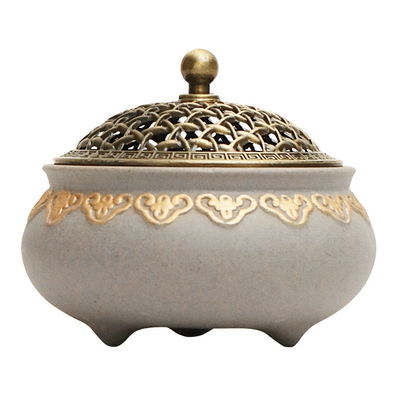 Xiangyun Frosted Ceramic Tripod Incense Burner - Image 4