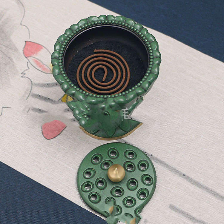Zen Lotus Copper Incense Burner Pure Copper Citron Home Indoor Antique Lotus Lantern - Image 3