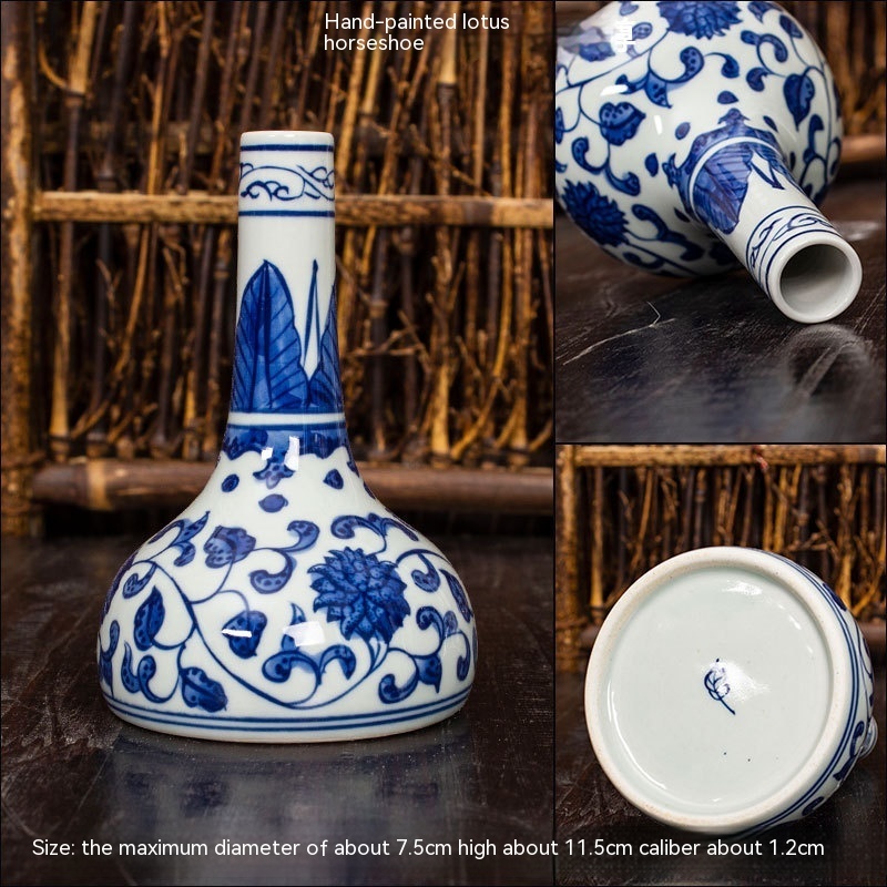 Jingdezhen Ceramic Small Vase Hydroponic Antique Shelf Ornament Hand-painted Blue And White Porcelain Bottle Souvenirs - Image 4