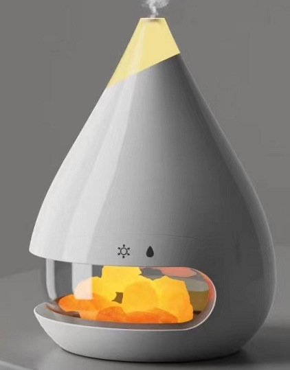 New Flame Humidifier Aromatherapy Machine Crystal Salt Stone Colorful Atmosphere Lamp Flame 3d Simulation Flame Humidifier Household Essential - Image 4