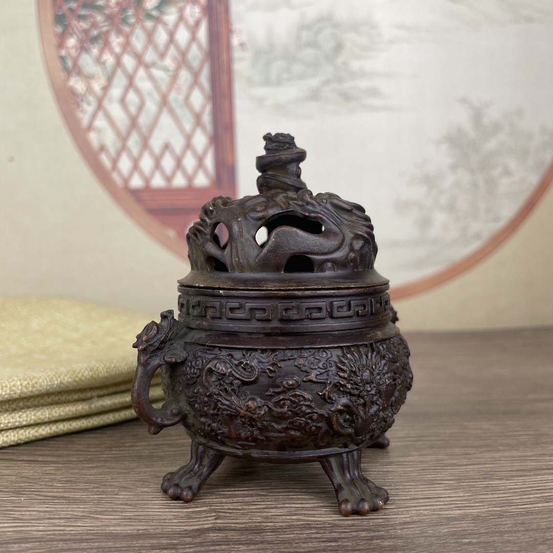 Vintage Brass Incense Burner Desktop Ornament Sandalwood Censer - Image 2